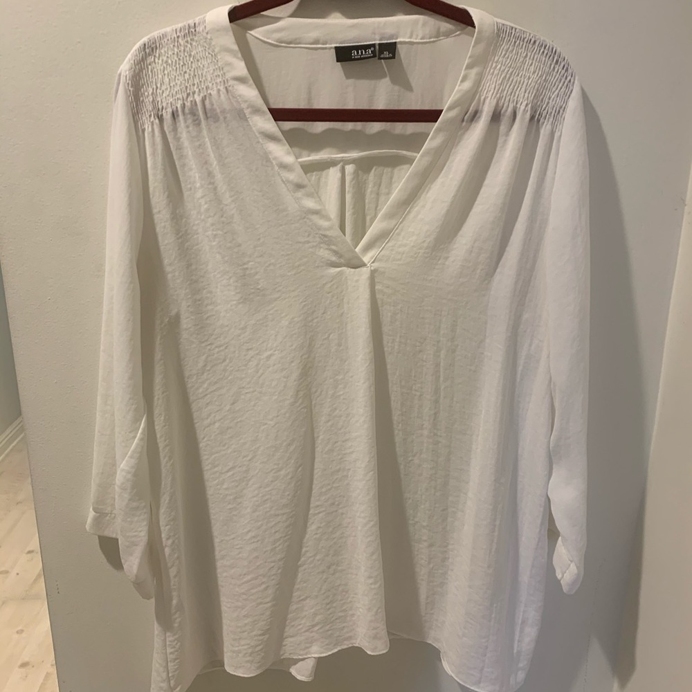 White V-Neck Blouse